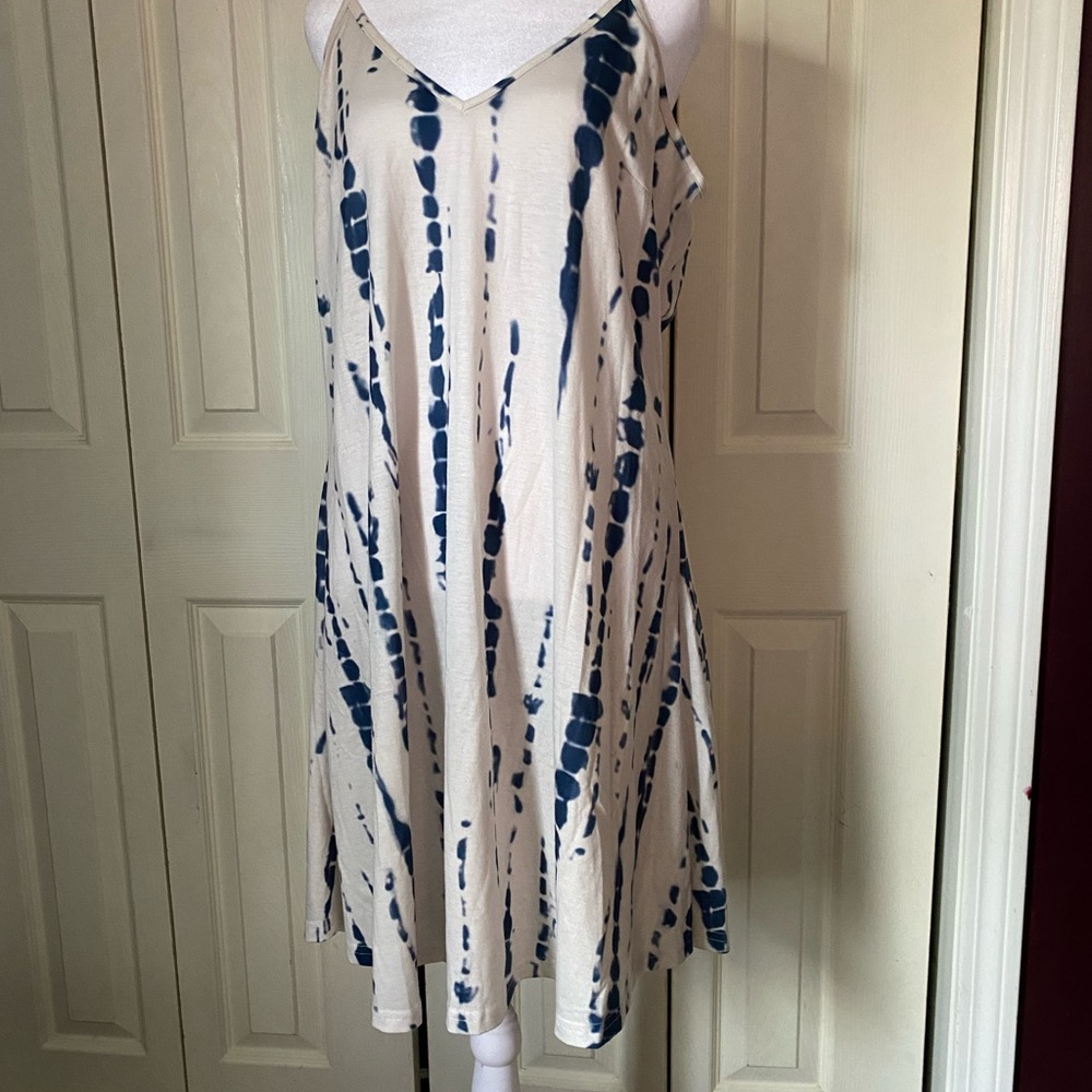 Sheilay Blue and White Tie-Dye Dress